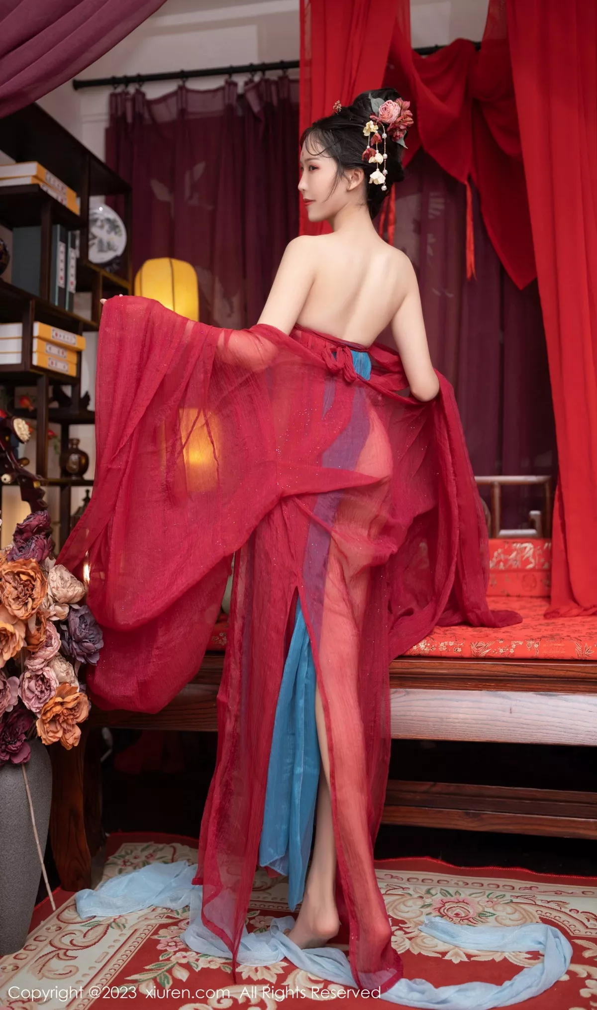 秀人集.com_[XiuRen秀人网]No.6154_模特利世歌姬角色扮演性感红色古装服低胸秀完美身材诱惑写真71P