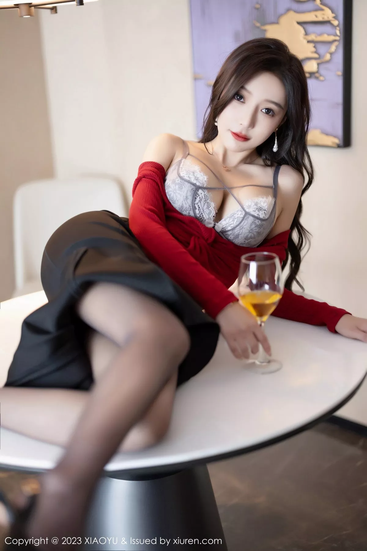 秀人集.com_[XiaoYu画语界]Vol.987_女神王馨瑶yanni红色服饰配黑短裙露浅灰蕾丝内衣完美诱惑写真95P