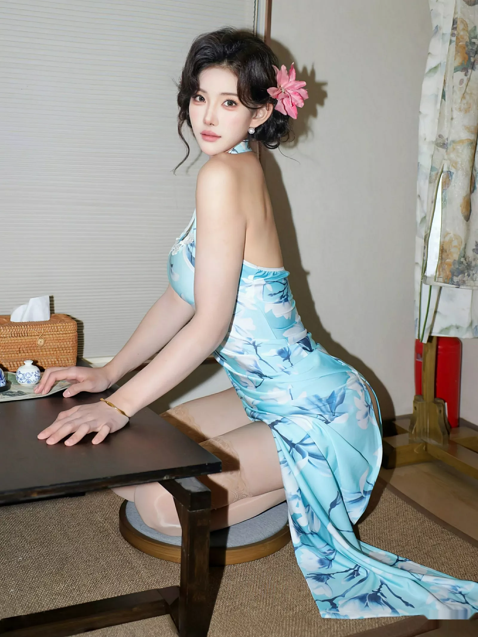 秀人集.com_[XiuRen秀人网]No.10594_模特梨霜儿性感青色情趣旗袍配超薄肉丝秀凹凸身材完美诱惑写真82P