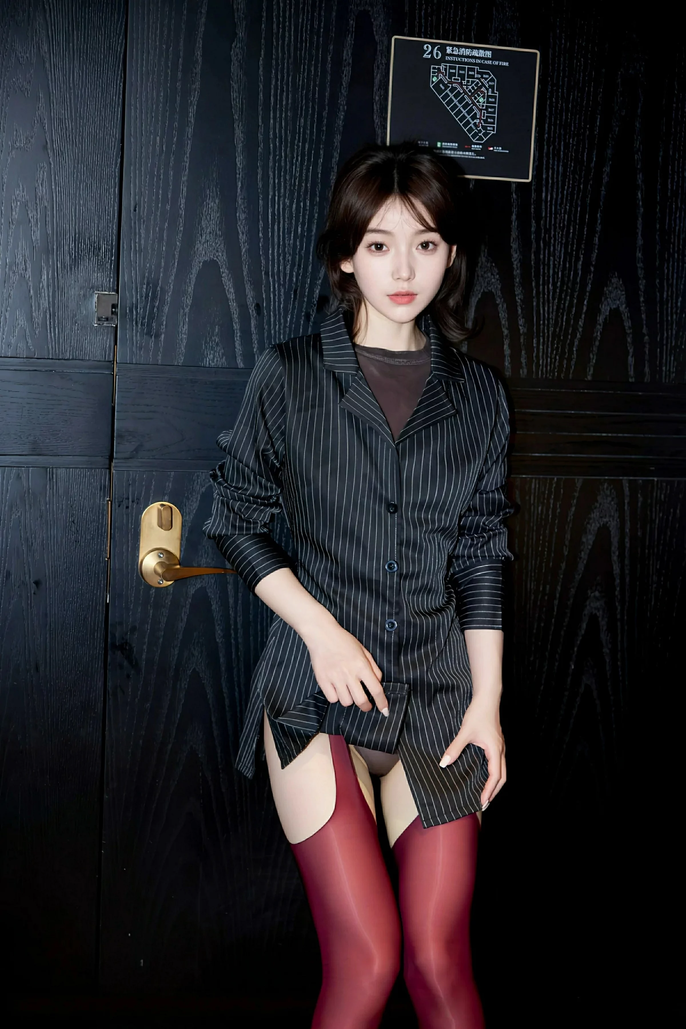 秀人集.com_[XiuRen秀人网]No.10633_模特汁汁时尚穿搭性感黑色衬衫配红丝吊袜秀曼妙身姿诱惑写真57P