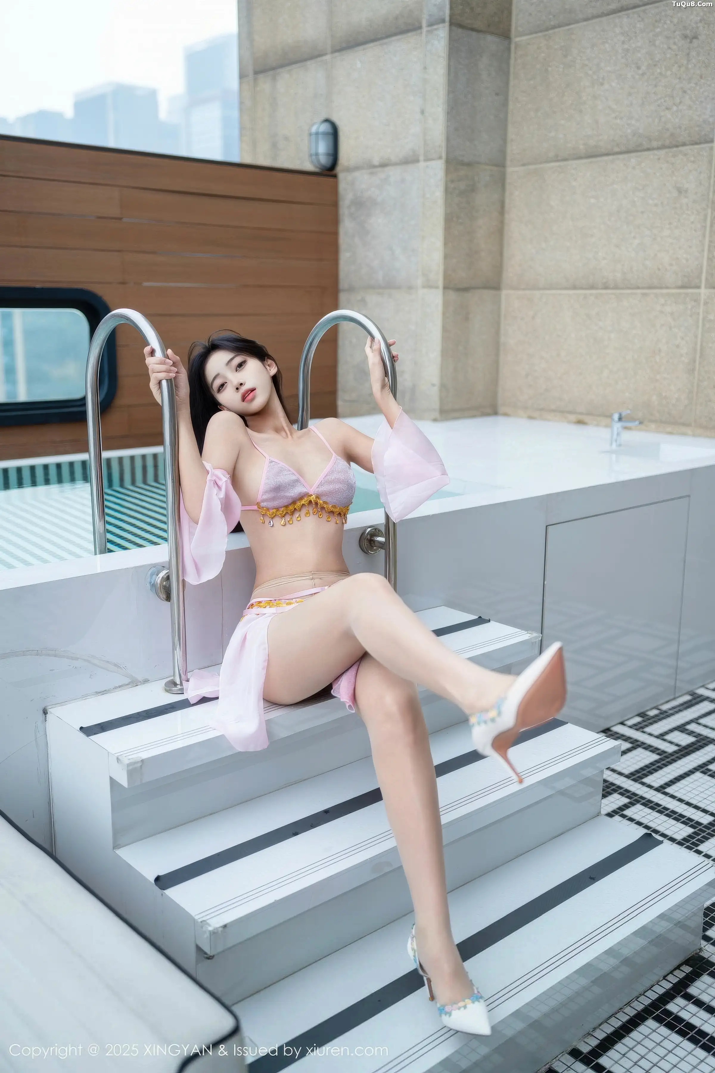 秀人集.com_[XINGYAN星颜社]VOL.430_模特时安安泳池性感紫色泳衣配超薄肉丝秀柔美身姿诱惑写真81P